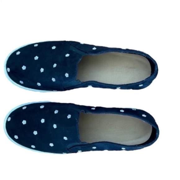 Loft Daisy Suede Slip-On Sneakers Black Flowers Pink White Low Top Casual Floral - Picture 12 of 16